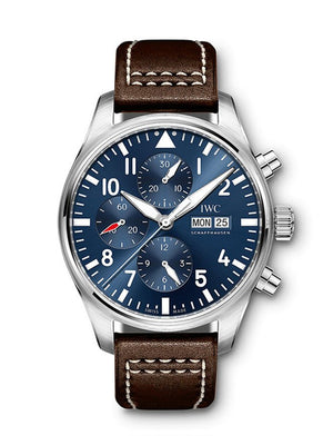 IWC Pilot’s Watch Chronograph Edition “Le Petit Prince” Blue Dial Brown Leather Strap Watch for Men - IW377714