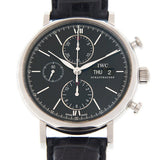 IWC Portofino Chronograph Black Dial Black Leather Strap Watch for Men - IW391029