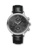 IWC Portofino Chronograph Black Dial Black Leather Strap Watch for Men - IW391029