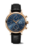 IWC Portofino Chronograph Blue Dial Black Leather Strap Watch for Men - IW391035