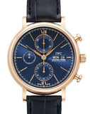 IWC Portofino Chronograph Blue Dial Black Leather Strap Watch for Men - IW391035