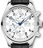 IWC Pilot’s Watch Chronograph Edition “150 Years” White Dial Black Leather Strap Watch for Men - IW377725