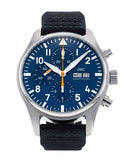 IWC Pilot's Automatic Chronograph 43mm Blue Dial Blue Calfskin Strap Watch for Men - IW377729