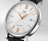 IWC Portofino Automatic White Dial Black Leather Strap Watch for Men - IW356517