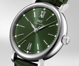 IWC Portofino Automatic Green Dial Green Leather Strap Watch for Women - IW357405