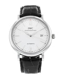 IWC Portofino Automatic White Dial Black Leather Strap Watch for Men - IW356501