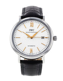 IWC Portofino Automatic White Dial Black Leather Strap Watch for Men - IW356517