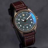 IWC Pilot's Watch Automatic Spitfire Green Dial Brown Leather Strap Watch for Men - IW326802