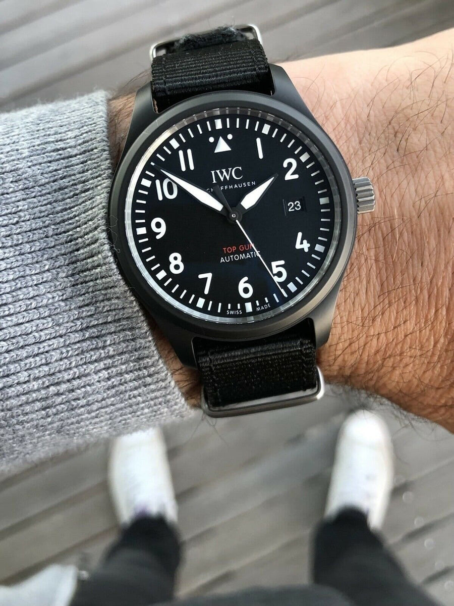 IWC Pilot Watch Chronograph Top Gun Edition Black Dial Black Nylon Strap Watch for Men - IW326901