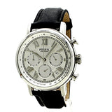 Fossil Buchanan Chronograph Silver Dial Black Leather Strap Watch for Men - FS5102