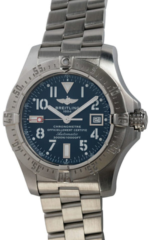 Breitling Aeromarine Avenger Seawolf 45mm Blue Dial Stainless Steel Mens Watch - A1733110/C756