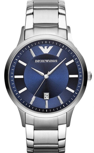 Emporio Armani Renato Quartz Blue Dial Silver Steel Strap Watch For Men - AR11182