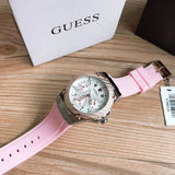 Guess Zena Quartz White Dial Pink Rubber Strap Watch For Women - W1094L4