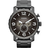 Fossil Nate Chronograph Gunmetal Dial Grey Steel Strap Watch for Men - JR1437