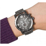 Fossil Nate Chronograph Gunmetal Dial Grey Steel Strap Watch for Men - JR1437