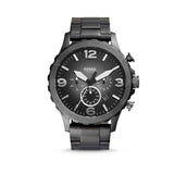 Fossil Nate Chronograph Gunmetal Dial Grey Steel Strap Watch for Men - JR1437