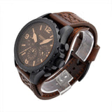 Fossil Nate Chronograph Brown Dial Brown Leather Strap Watch for Men - JR1511