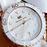 Michael Kors Runway Quartz White Dial White Rubber Strap Watch For Women - MK6853