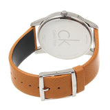 Calvin Klein City Quartz White Dial Light Brown Leather Strap Watch For Men - K2G21138