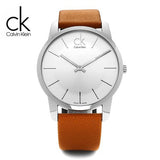 Calvin Klein City Quartz White Dial Light Brown Leather Strap Watch For Men - K2G21138