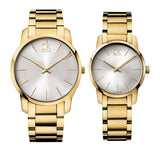 Calvin Klein City White Dial Gold Steel Strap Watch for Women - K2G23546