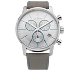 Calvin Klein City Chronograph White Dial White Leather Strap Watch for Men - K2G271Q4