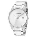 Calvin Klein City Chronograph White Dial Silver Steel Strap Watch for Men - K2G2G14X