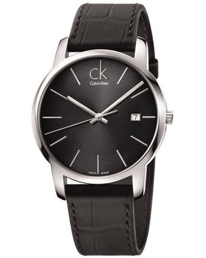 Calvin Klein City Quartz Black Dial Black Leather Strap Watch for Men - K2G2G1C3