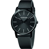 Calvin Klein City Quartz Black Dial Black Leather Strap Watch for Men - K2G2G4CX