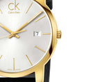 Calvin Klein City Mother of Pearl White Dial Black Leather Strap Watch for Men - K2G2G5C6