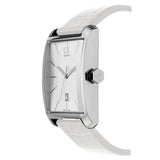 Calvin Klein Window White Dial White Leather Strap Watch for Men - K2M21120