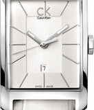 Calvin Klein Window White Dial White Leather Strap Watch for Men - K2M21120