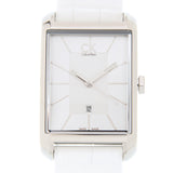 Calvin Klein Window White Dial White Leather Strap Watch for Women - K2M23120