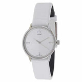 Calvin Klein Accent White Dial White Leather Strap Watch for Women - K2Y2Y1K6