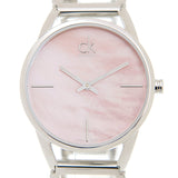 Calvin Klein Stately Pink Mother of Pearl Dial Silver Steel Strap Watch for Women - K3G2312E