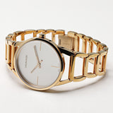 Calvin Klein Stately White Dial Rose Gold Steel Strap Watch for Women - K3G23626