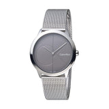 Calvin Klein Minimal Black Dial Silver Mesh Bracelet Watch for Men - K3M21123