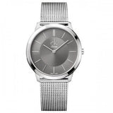 Calvin Klein Minimal Grey Dial Silver Mesh Bracelet Watch for Men - K3M21124