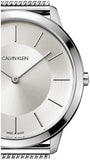 Calvin Klein Minimal Silver Dial Silver Mesh Bracelet Watch for Men - K3M21126