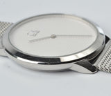 Calvin Klein Minimal White Dial Silver Mesh Bracelet Watch for Men - K3M2112Y