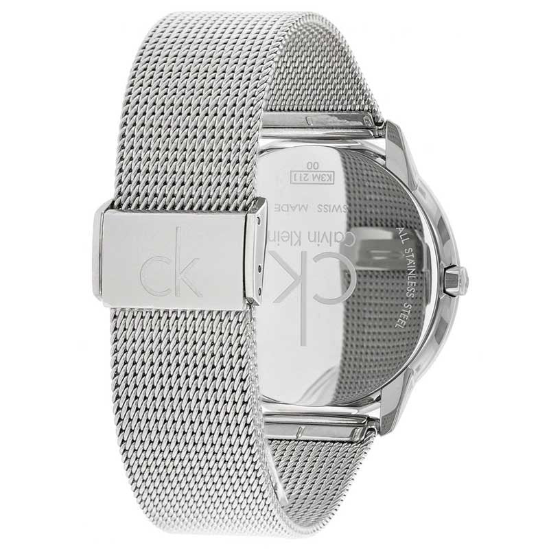 Calvin Klein Minimal White Dial Silver Mesh Bracelet Watch for Men - K3M2112Y