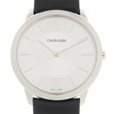 Calvin Klein Minimalist White Dial Black Leather Strap Watch for Men - K3M211C6