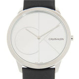 Calvin Klein Minimal Silver Dial Black Leather Strap Watch for Men - K3M211CY