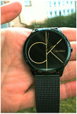 Calvin Klein Minimal Black Dial Black Mesh Bracelet Watch for Men - K3M214X1