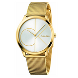 Calvin Klein Minimal White Dial Gold Mesh Bracelet Watch for Men - K3M21526