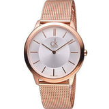 Calvin Klein Minimal White Dial Rose Gold Mesh Bracelet Watch for Men - K3M21626