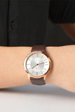 Calvin Klein Minimal White Dial Brown Leather Strap Watch for Men - K3M216G6