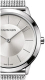 Calvin Klein Minimal White Dial Silver Mesh Bracelet Watch for Men - K3M22126