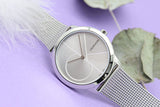 Calvin Klein Minimal Silver Dial Silver Mesh Bracelet Watch for Women - K3M2212Z