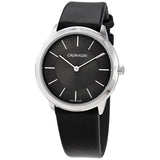 Calvin Klein Minimal Grey Dial Black Leather Strap Watch for Men - K3M221C4